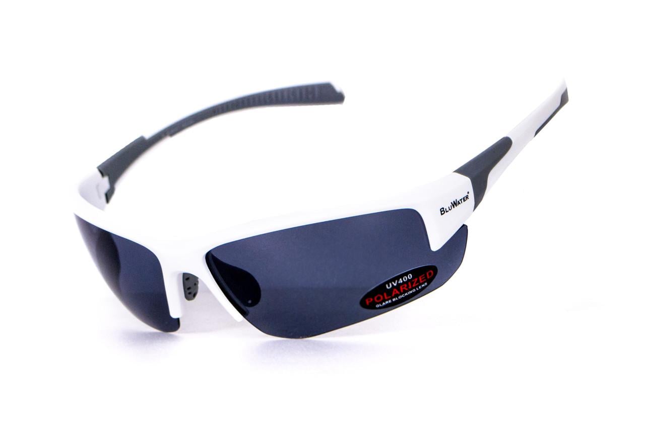 Очки BluWater Samson-3 Polarized Серый в белой оправе (69961757984286)