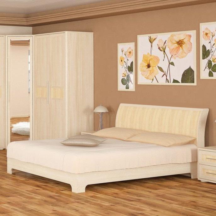 Кровать двуспальная Мебель-Сервис Токио 160х200 см ДСП с ламелями Ясень светлый Кровать двуспальная Мебель-Сервис Токио 160х200 см ДСП с ламелями Ясень светлый