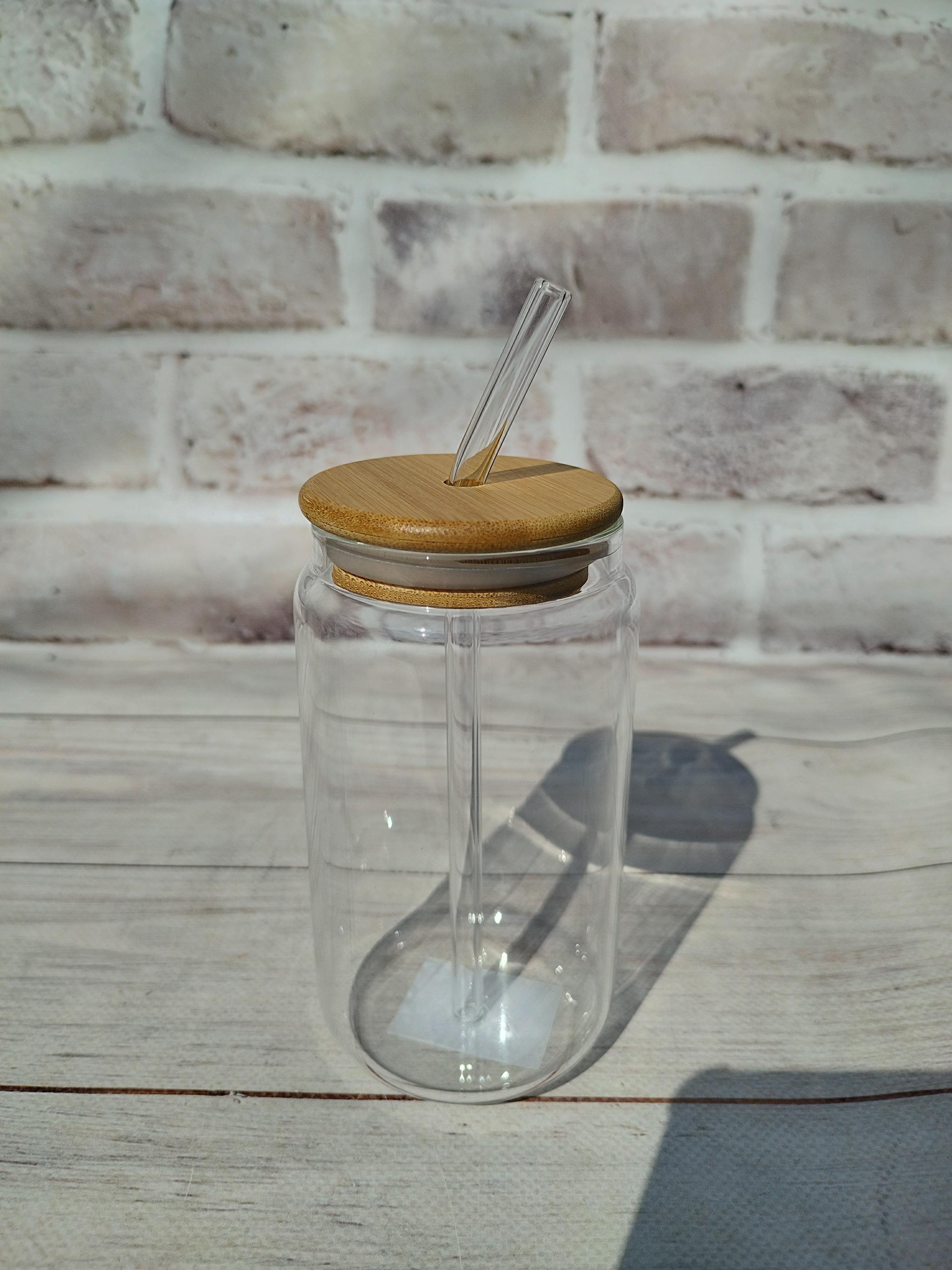 Стакан с трубочкой OLens Слоик стекло 350 мл (102-768)