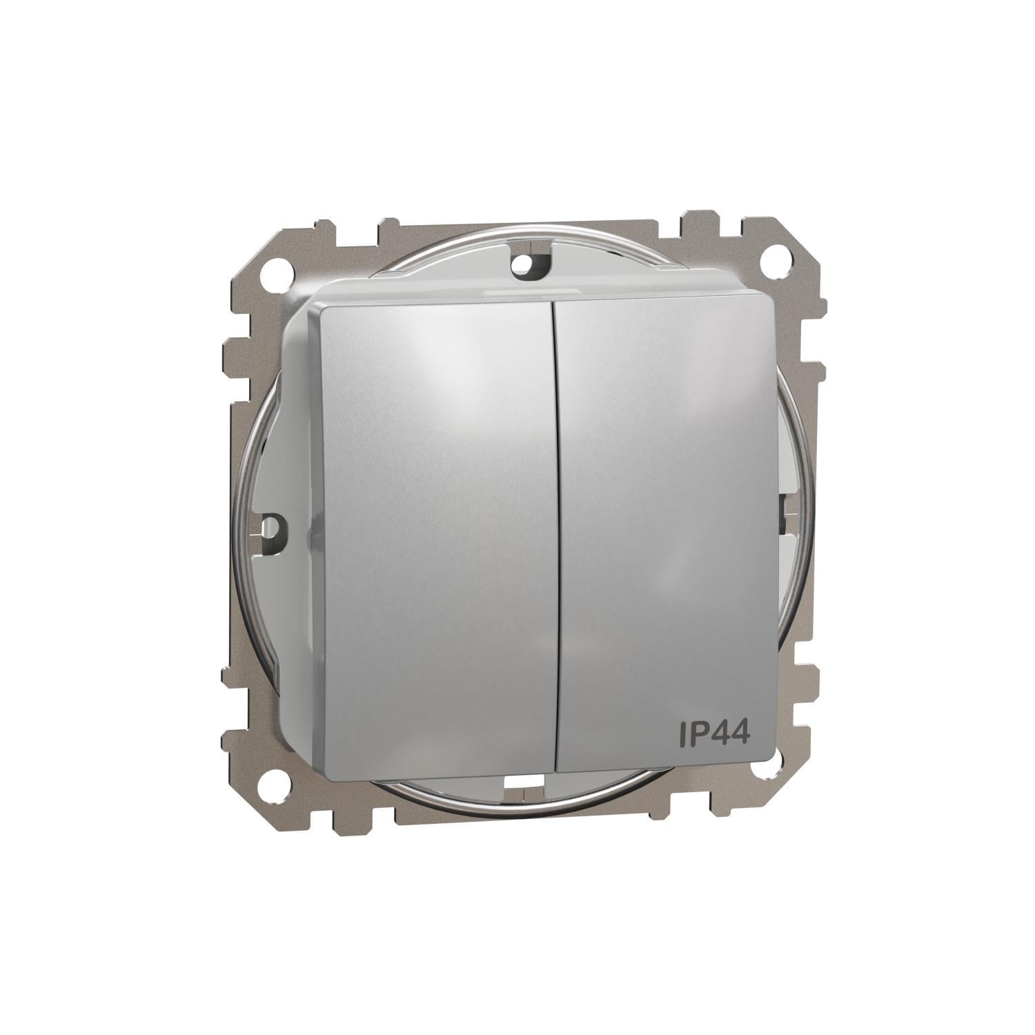 Выключатель двухклавишный Schneider Electric Sedna Design IP44 Алюминий (SDD213105)