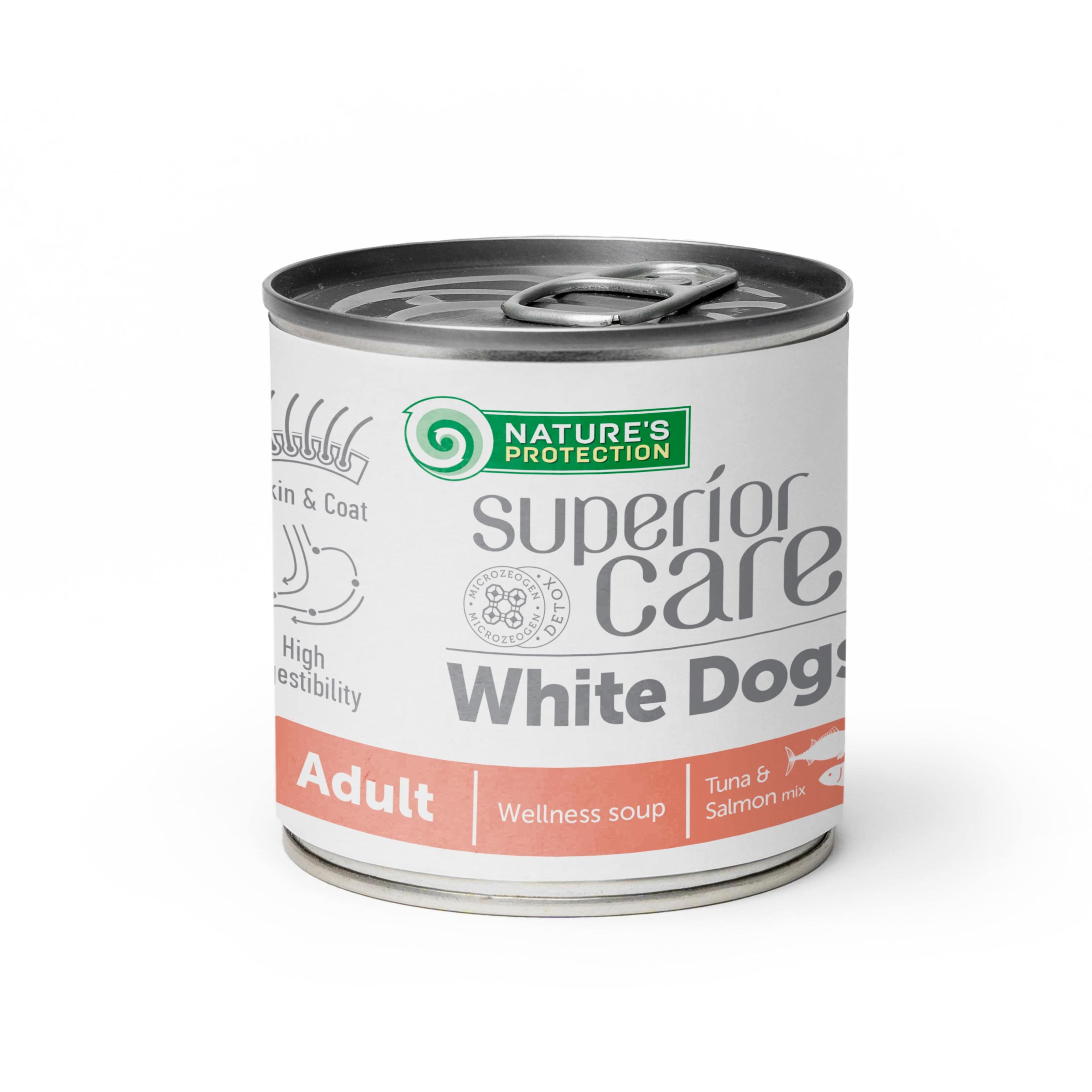 Суп для собак з білим забарвленням шерсті Nature's Protection Superior Care White Dogs All Breeds Salmon and Tuna з лососем та тунцем 140 мл