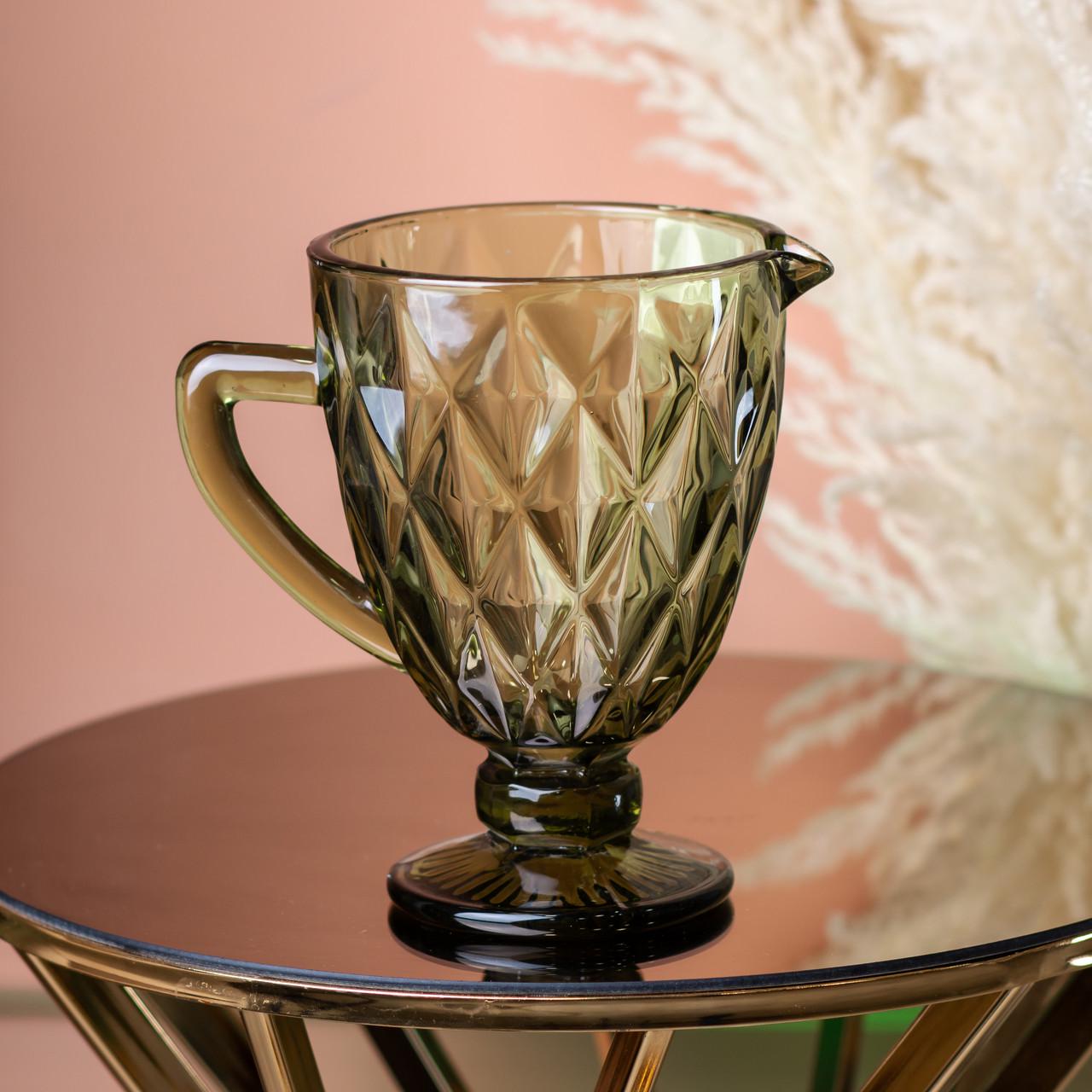 Кувшин для напитков фигурный граненый из толстого стекла 1,0 л Зеленый (3194) - фото 2 Кувшин для напитков фигурный граненый из толстого стекла 1,0 л Зеленый (3194) - фото 2