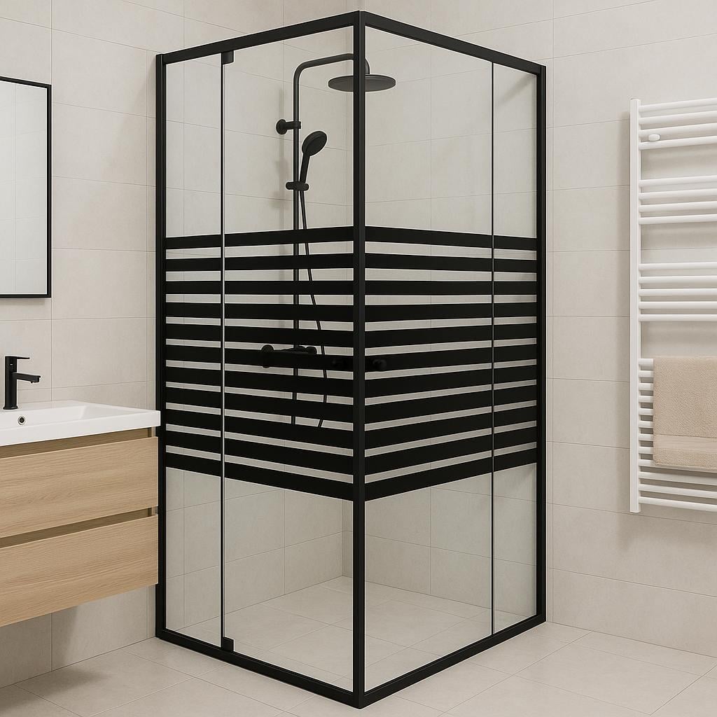 Душевая кабина SW-815-square без поддона стекло прозрачное с принтом черные линии 80x80x180 см Черный (C15451)
