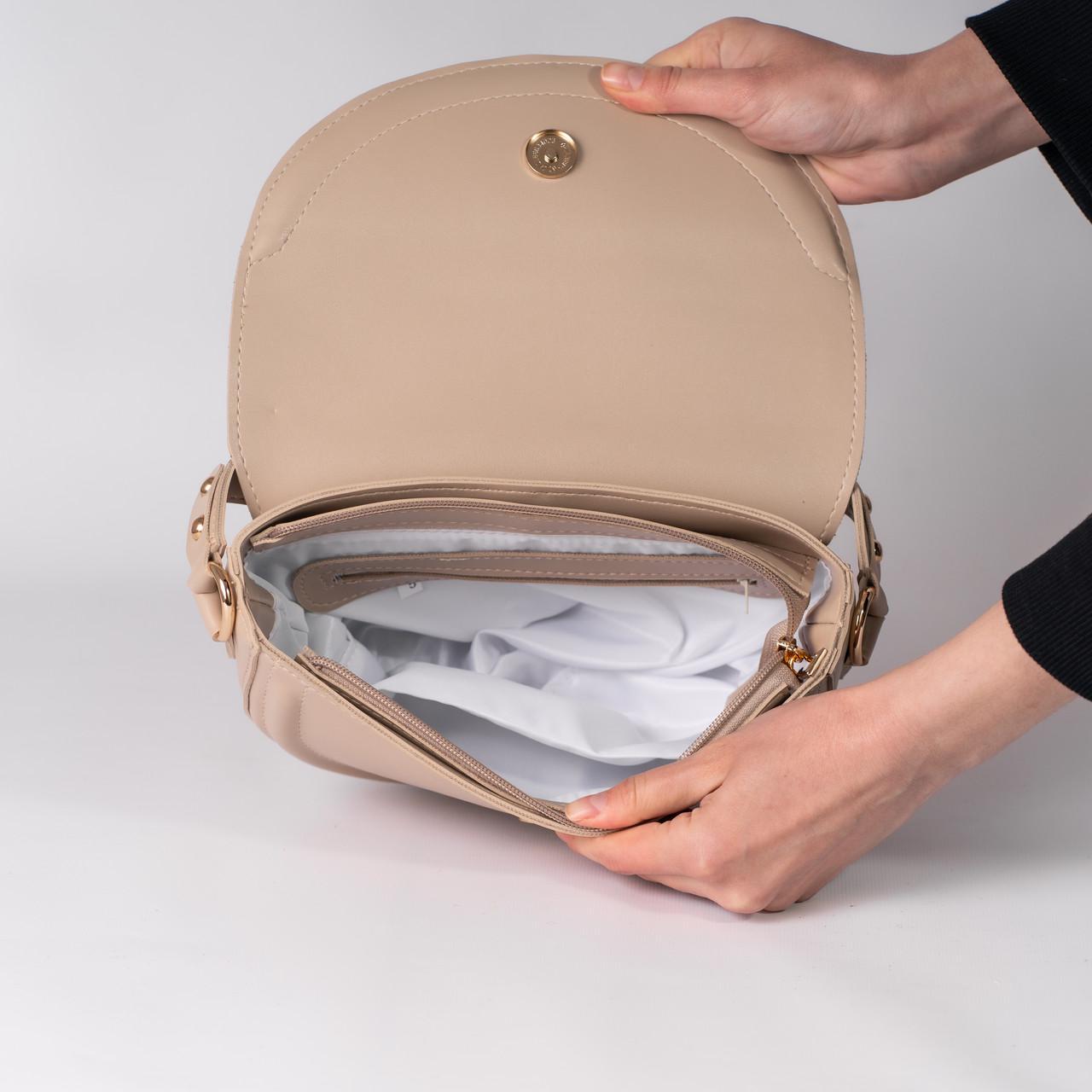 Сумка женская седло XENIA № 16-24 Светло-бежевый - фото 3