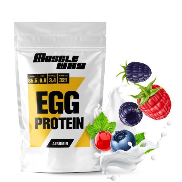 Протеин яичный MuscleWay 85,5% альбумин 500 г в порошке на 14 порций Лесная ягода (21-125-alb-mw-rs500ly)
