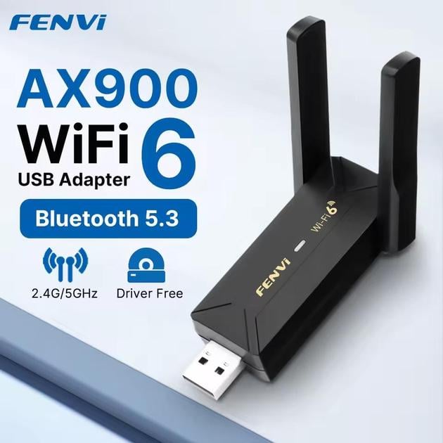 Адаптер двухдиапазонный высокоскоростной WiFi FENVI AX900 2,4GHz/5GHz для Windows Черный - фото 2