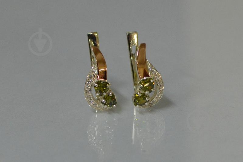 Серебряные серьги Sil с сердцами 112s-6 Олива (Sil-900)