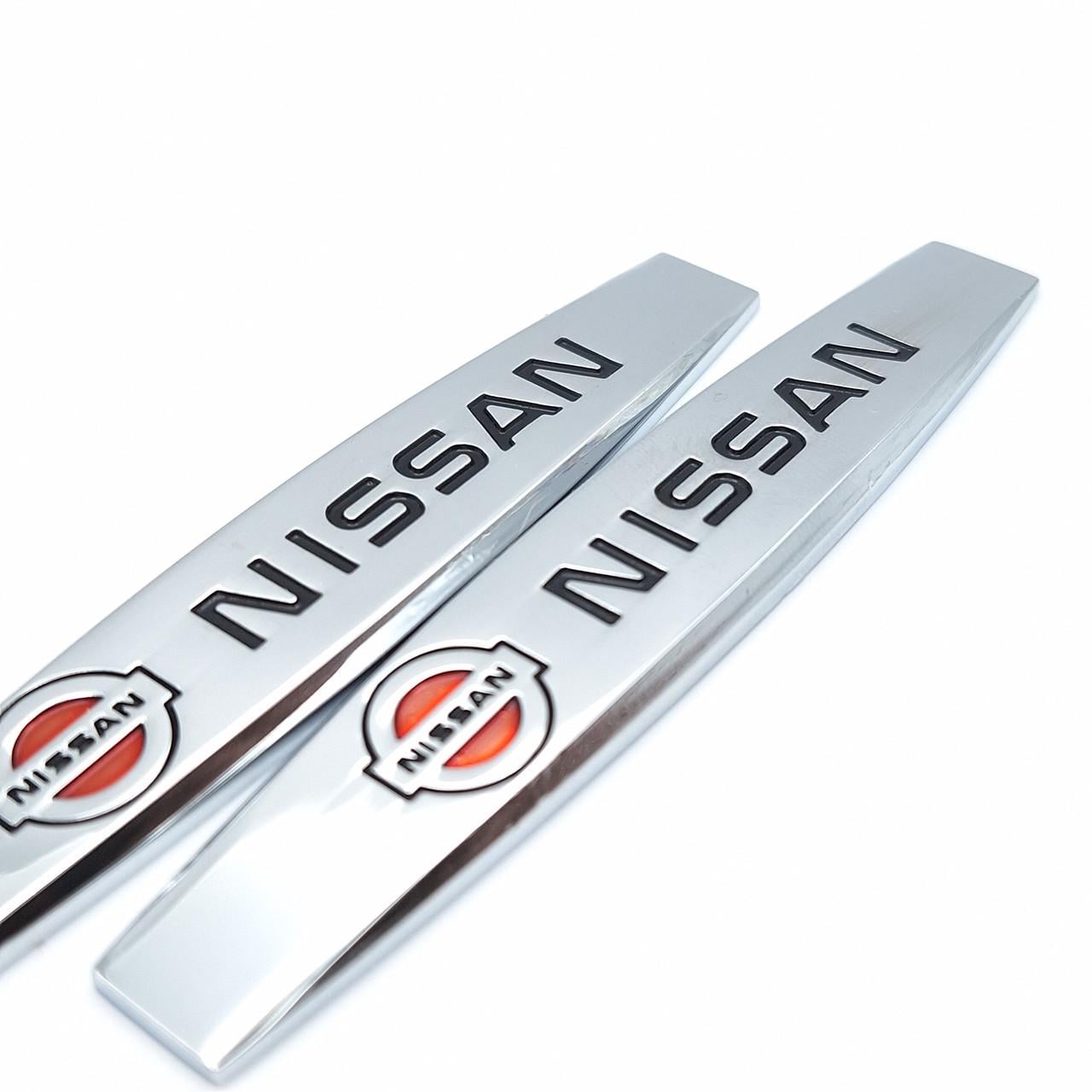 Эмблема на крылья Nissan 10х1,8 см Хром глянцевый (1996609419)