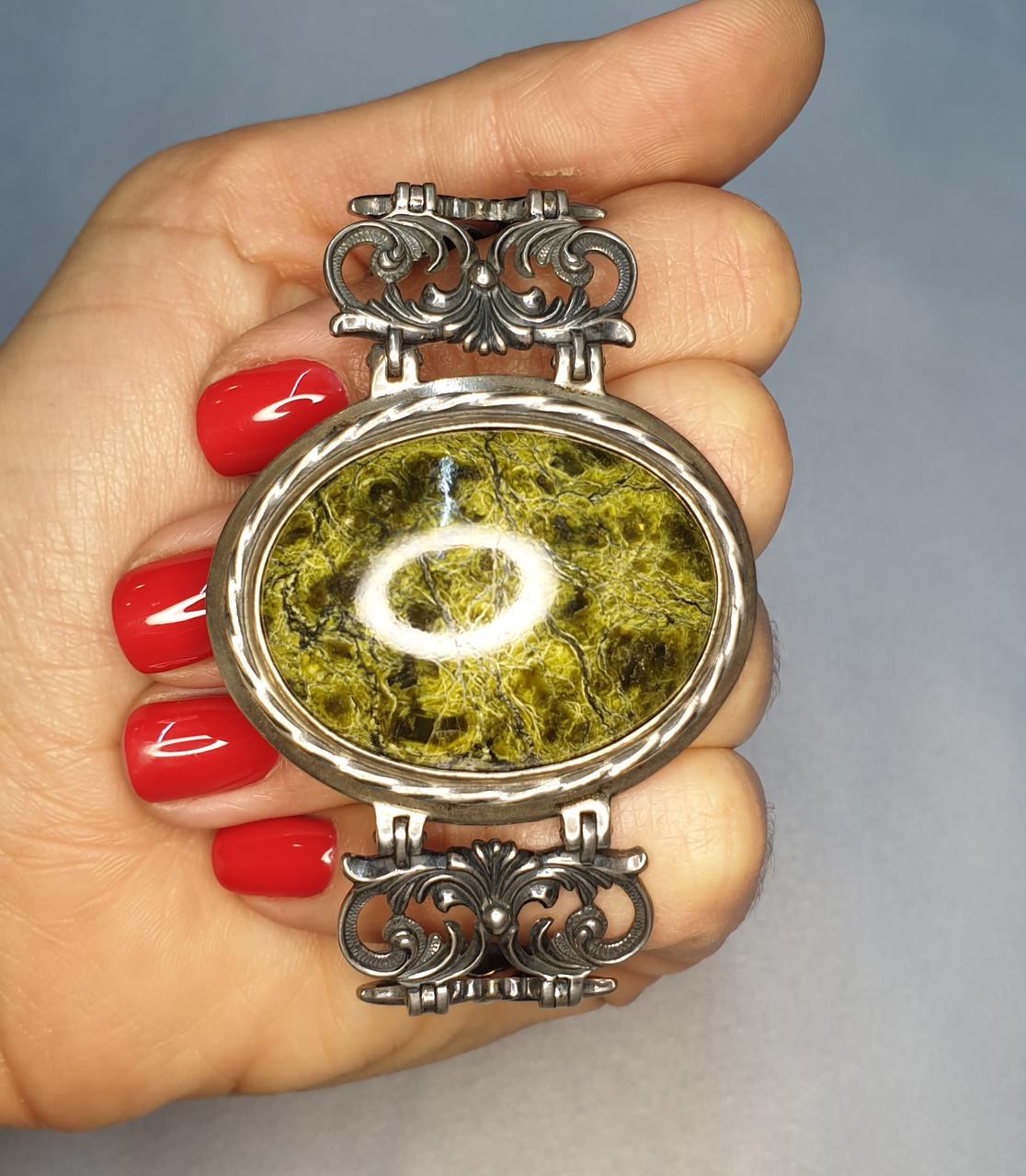 Браслет серебряный со змеевиком 43,5 г (1292609304)