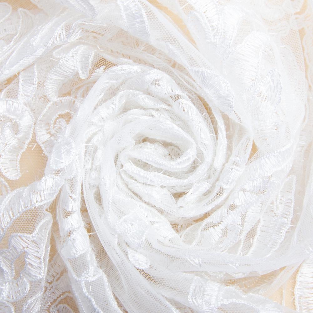 Ткань сетка вышивка Жозефина блеск Молоко (24401)