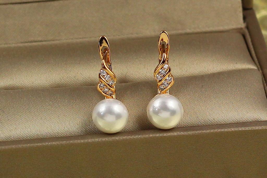 Серьги Xuping Jewelry Сорочка с жемчужиной 1,5 см Золотистый (2228524865)