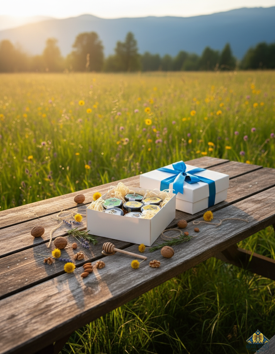 Подарочный набор меда Brave Honey 7х50 в крафтовой коробке (brv-hc-set 7x50)