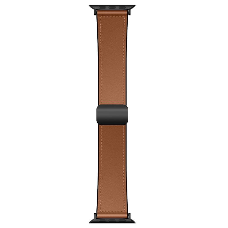 Ремешок кожаный Hoco WA34 Basic magnetic buckle silicone leather strap для Apple watch 44/45/46/49 мм Brown