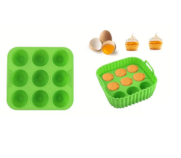 Силіконова форма для мафінів в аерофритюрниці SAM-9161 зелена - фото 2 Силіконова форма для мафінів в аерофритюрниці SAM-9161 зелена - фото 2