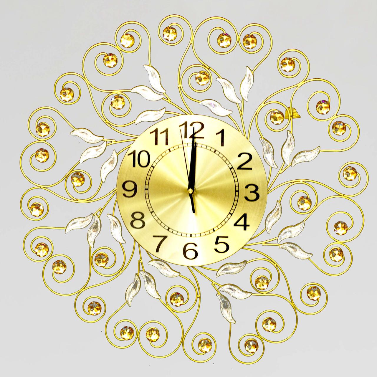 Годинник настінний безшумний OV-0026 52 см металевий з стразами (2861666918)