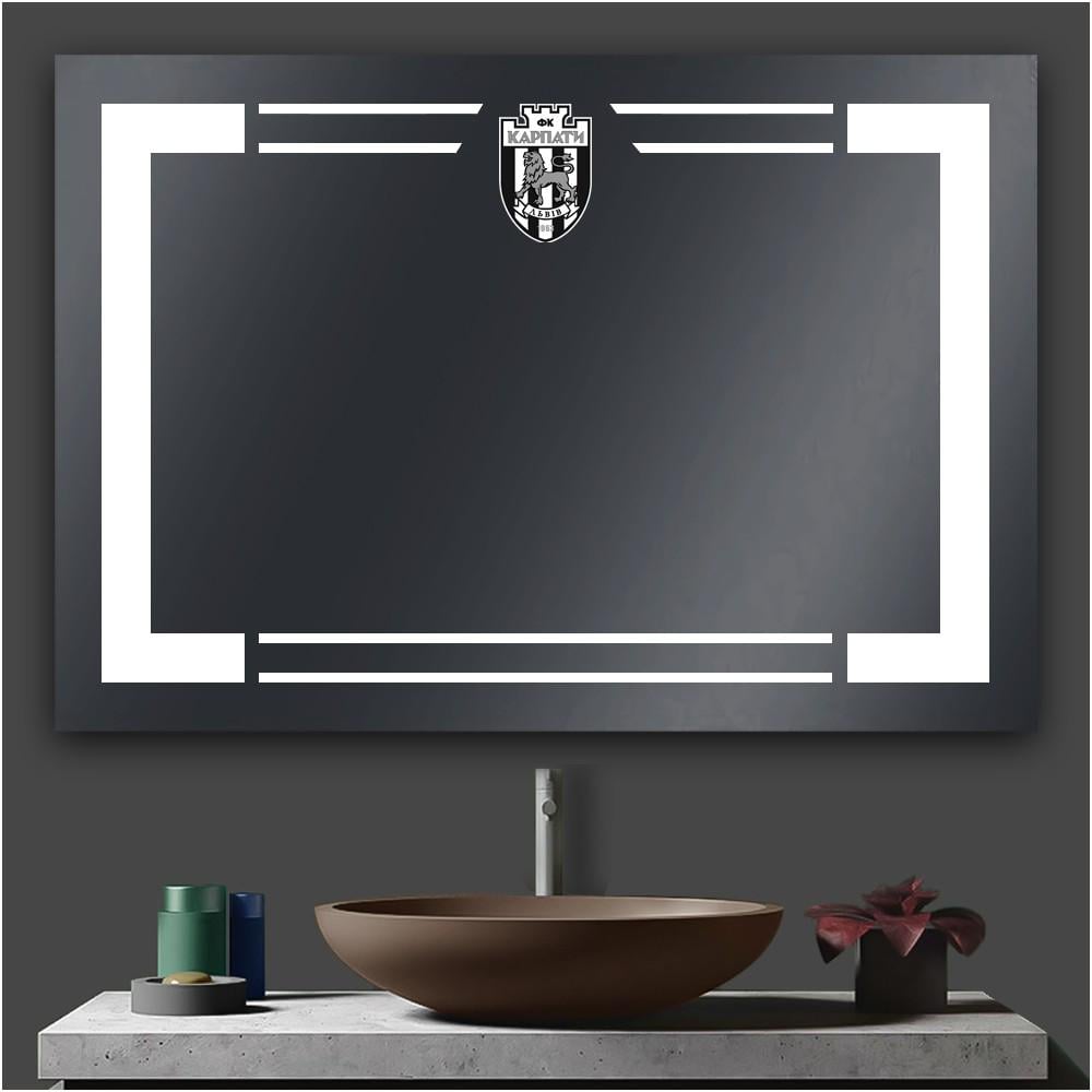 Зеркало Экватор ML-112 с логотипом ФК "Карпати" с подсветкой LED 70x90 см