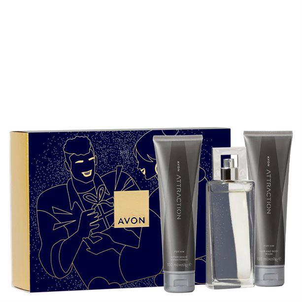 Набор мужской парфюмерно-косметический Avon Attraction 3в1 в подарочной упаковке (AV15267)