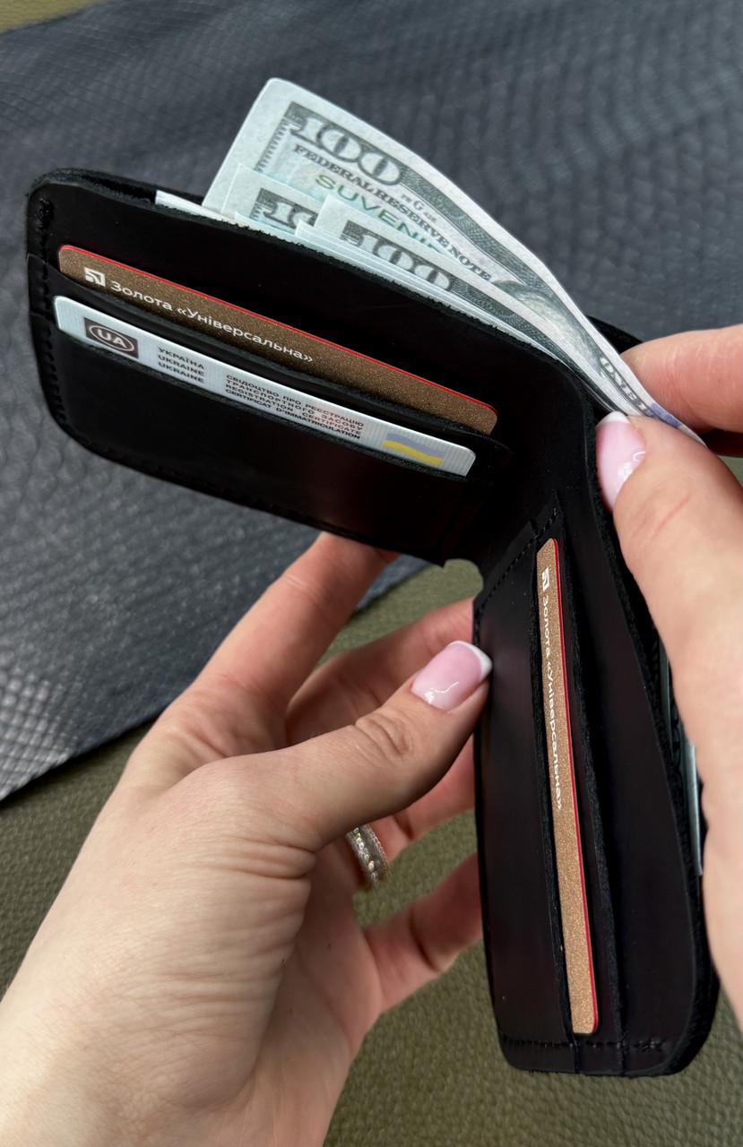 Гаманець-біфолд чоловічий з натуральної шкіри Чорний (2576234731) - фото 5