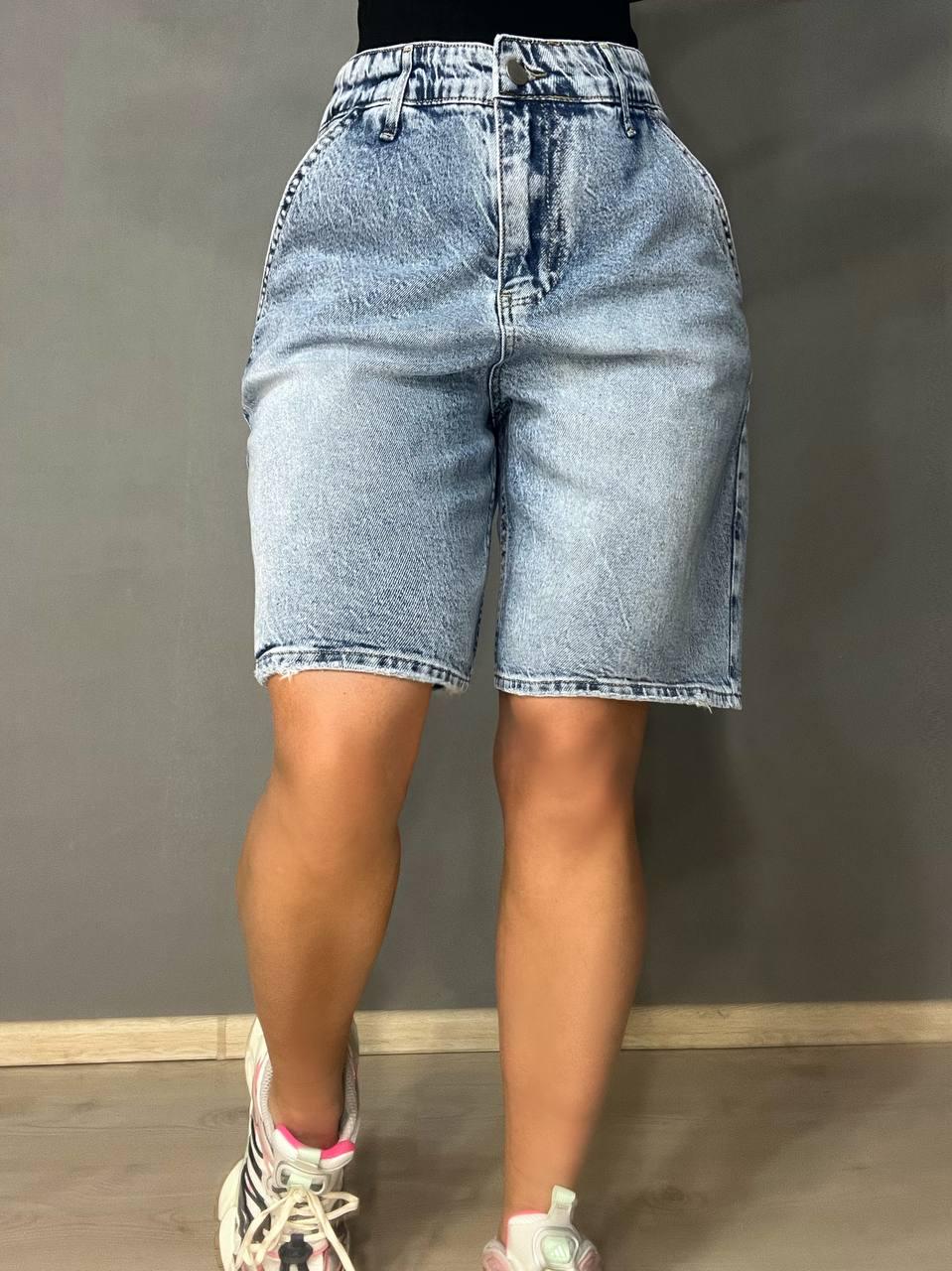 Шорты женские джинсовые G'she 601 бермуды косые карманы свободный крой средняя длина р. 27 Светло-синий (3972)