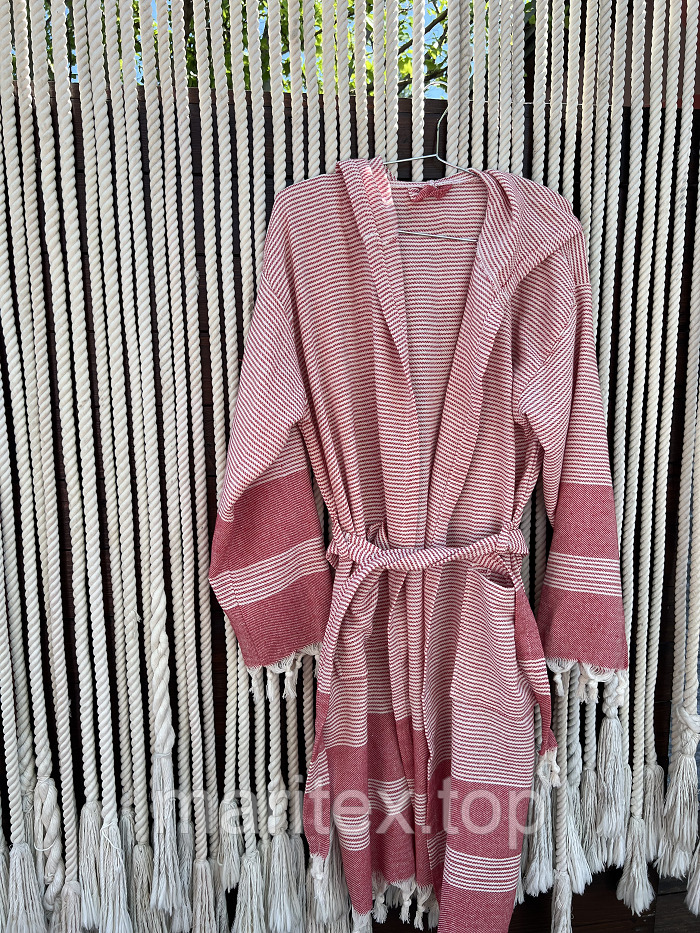 Халат жіночій бавовняний у смужку S-M Червоний (9951-halat) - фото 9 Халат жіночій бавовняний у смужку S-M Червоний (9951-halat) - фото 9