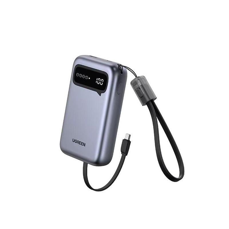 Аккумулятор наружный UGREEN с двумя кабелями Type-C для iPhone 17/16 Pro Max PD 20 Вт Grey (20000)