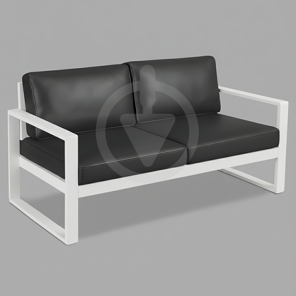 Диван металлический AVVS tech Бостон уличный лофт с подлокотниками экокожа 160 см Темно-серый/Белый (30067107)