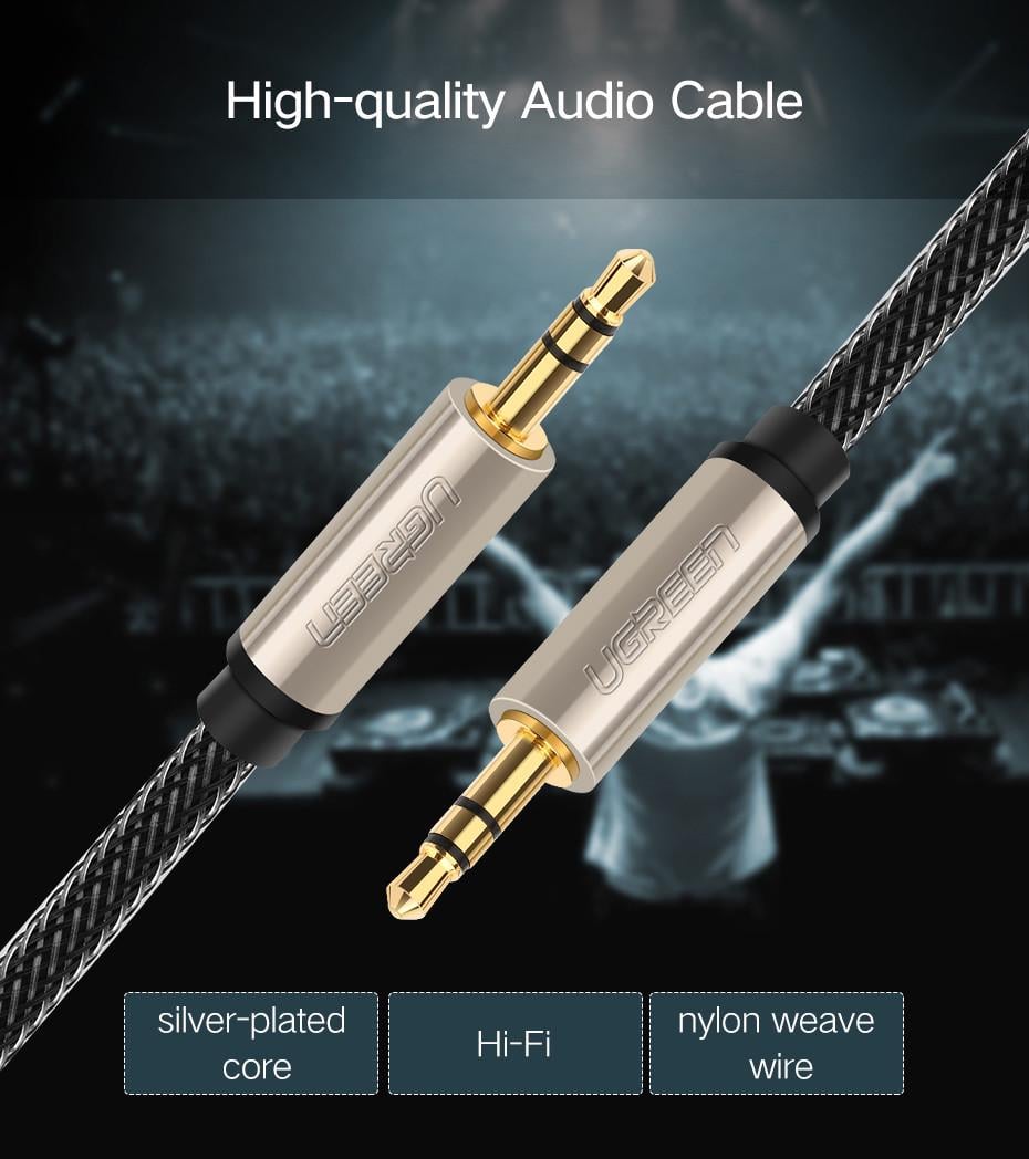 Кабель аудіо UGREEN AV125 3,5 мм Male to 3,5 мм Male Hi-Fi Audio Cable Net Braid 3 м Black (10605) - фото 3 Кабель аудіо UGREEN AV125 3,5 мм Male to 3,5 мм Male Hi-Fi Audio Cable Net Braid 3 м Black (10605) - фото 3