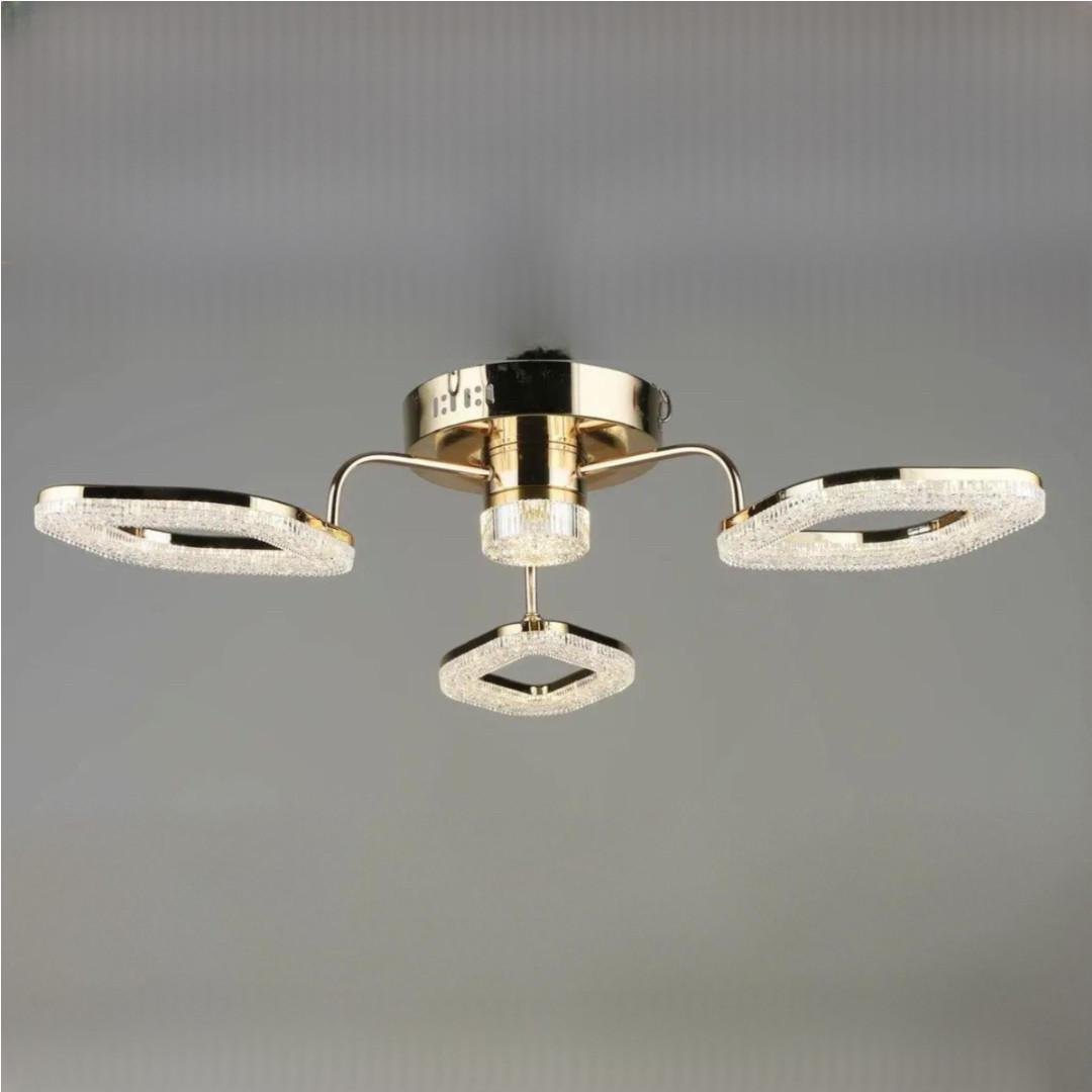 Люстра светодиодная Sirius 35W на три плафона 3000-6500К Золотой (B YH1190/3+1 FGD)