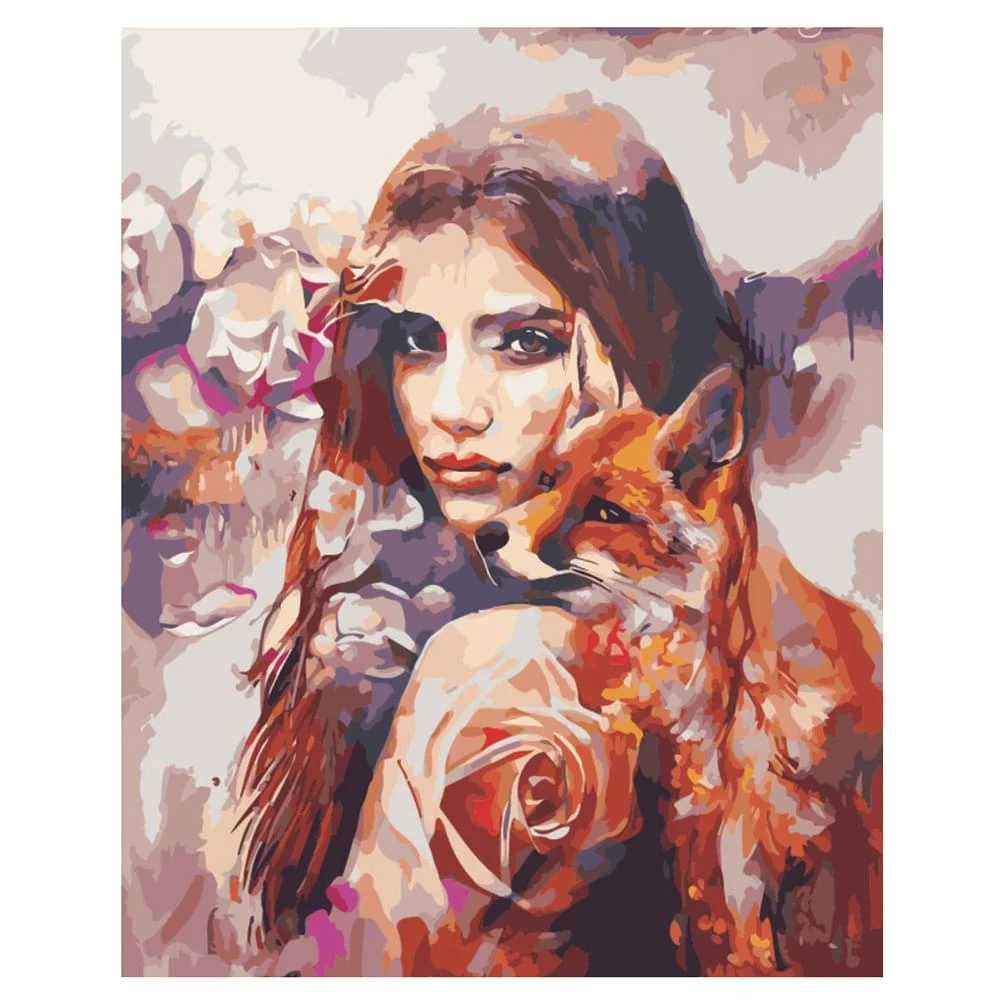 Картина по номерам Strateg Животные Люди Коллаж девушка и природа 40х50 см в коробке (VA-0065КД-mt)