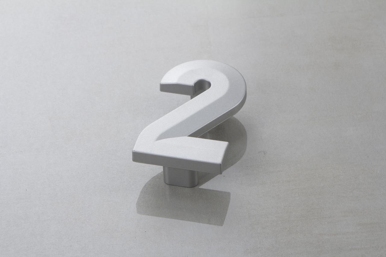 Меблева ручка Poliplast цифра двійка РП-2 Алюміній (16350)