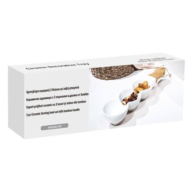 Набор менажниц керамических с деревянной ручкой 40x9,6x5,3 см 3 шт. (25918163) - фото 5 Набор менажниц керамических с деревянной ручкой 40x9,6x5,3 см 3 шт. (25918163) - фото 5