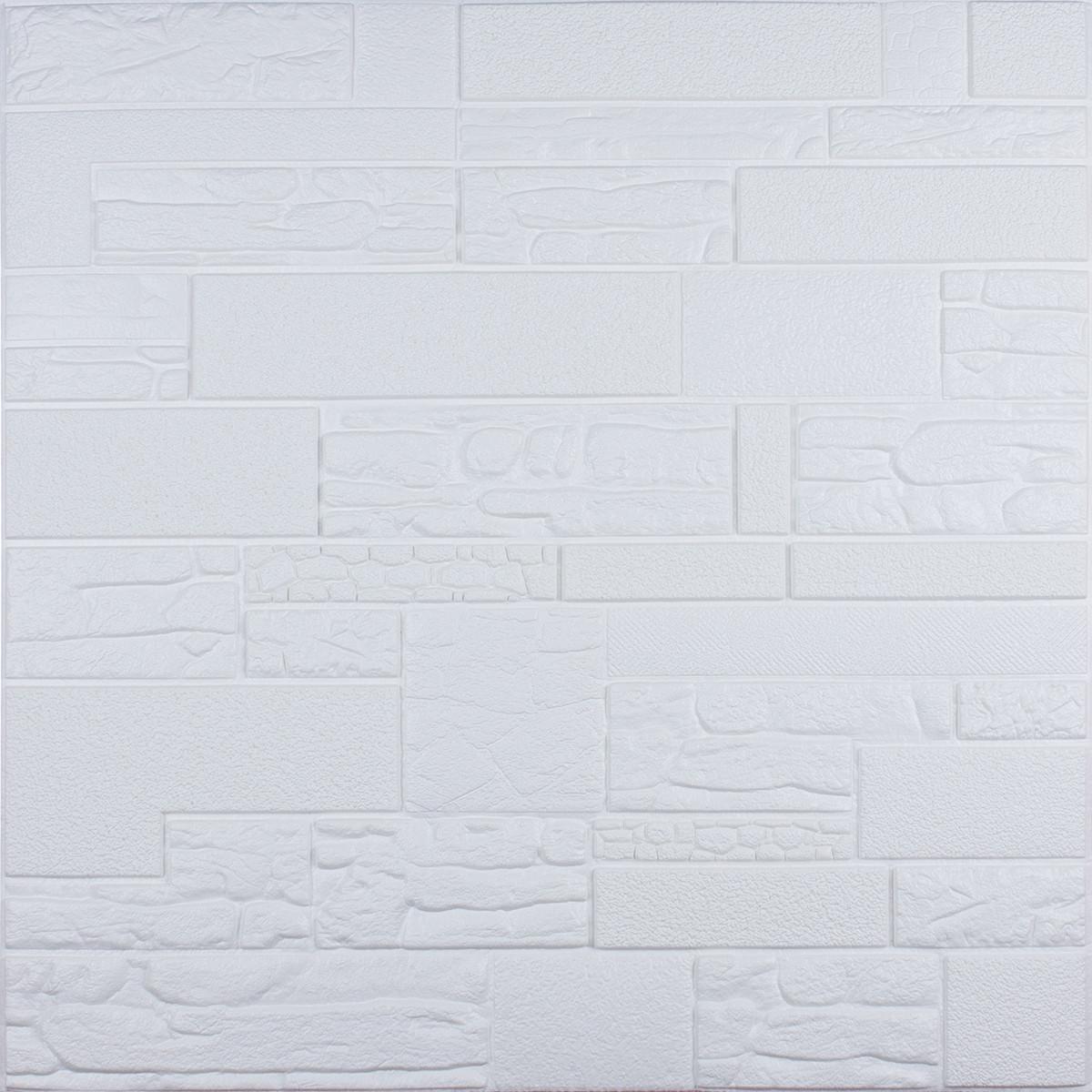 3D-панель Комбинированный камень мягкая самоклеющаяся для стен Белый (325)