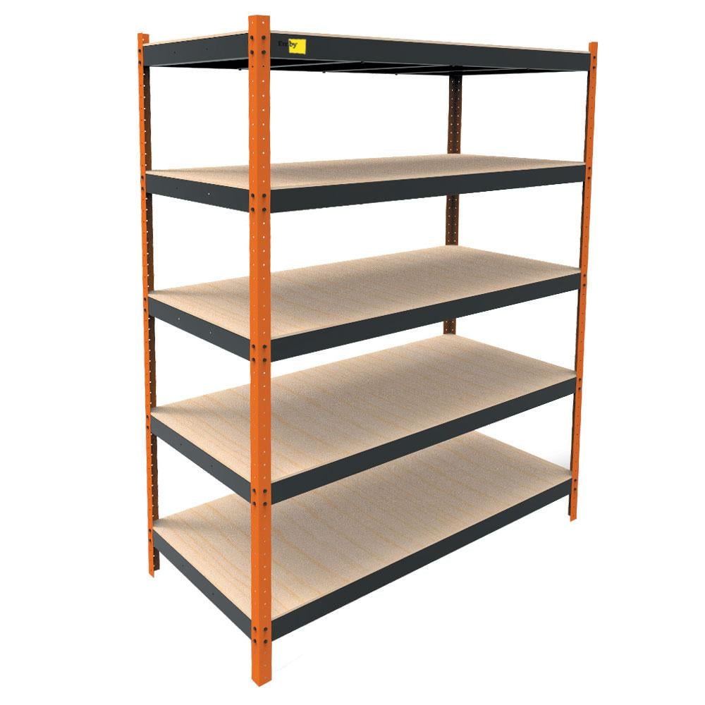 Стелаж металевий Emby Heavy Series посилений 5 полиць ДСП до 300 кг 2500х1800x900 мм (65d33a276fb0382fce23f054)