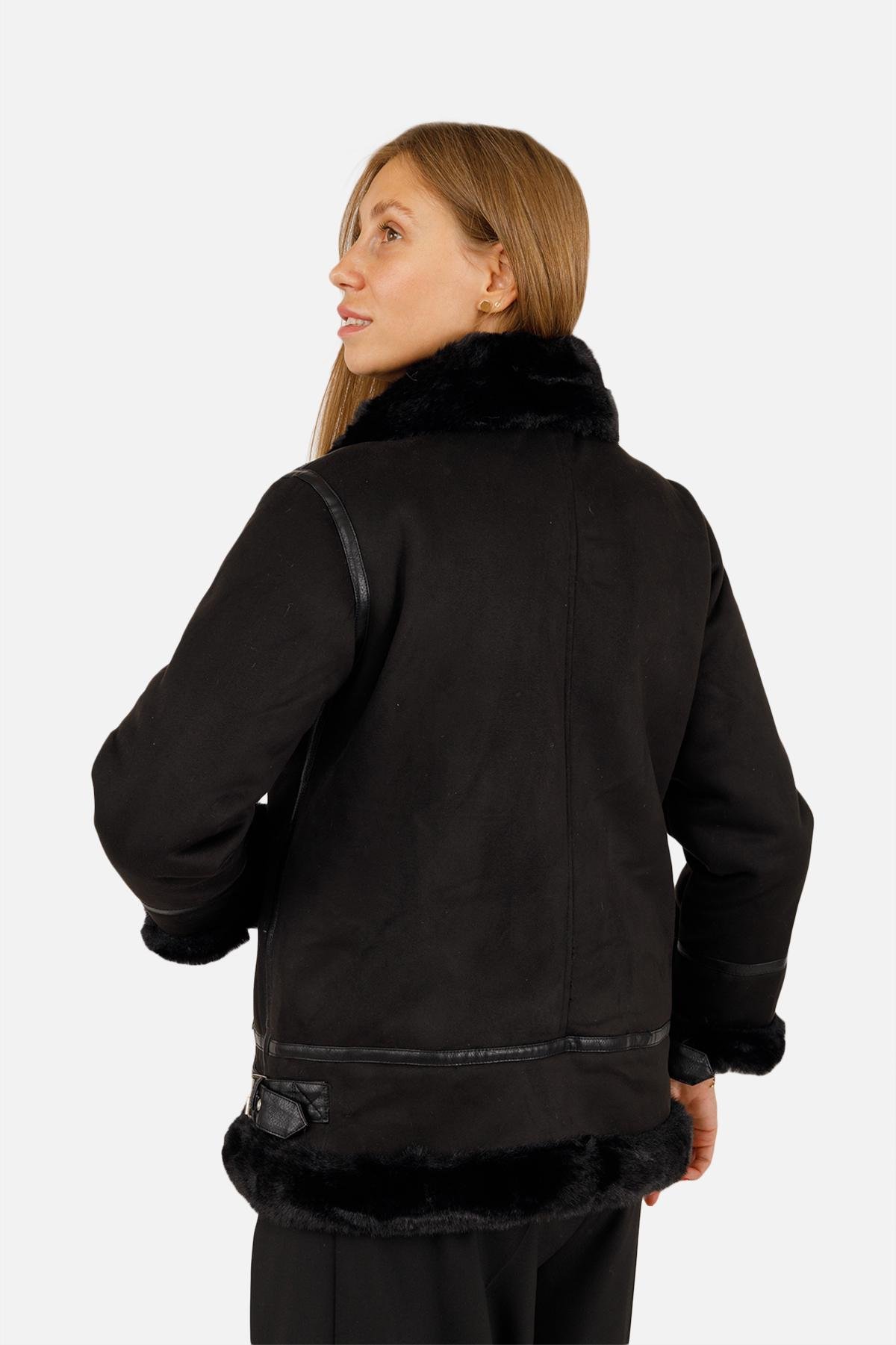 Куртка женская косуха ЦБ-00256291 р. 42 Черный (28422194) - фото 4 Куртка женская косуха ЦБ-00256291 р. 42 Черный (28422194) - фото 4