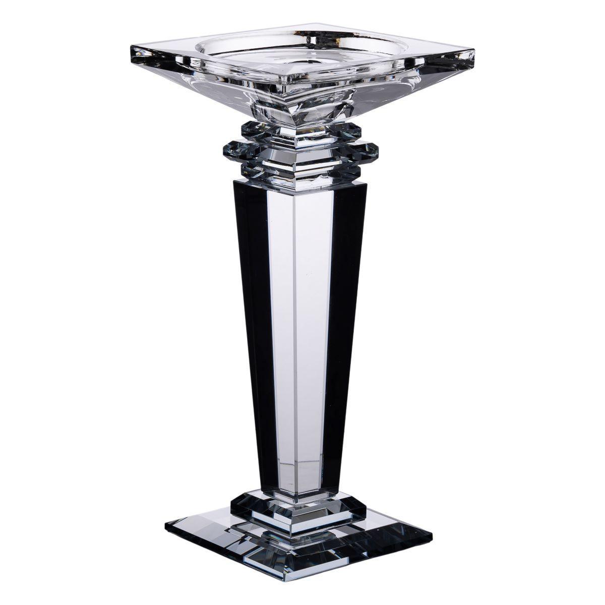 Підсвічник скляний на високій ніжці декоративний 9,5х9,5х20 см Прозорий (HP-4-52S)