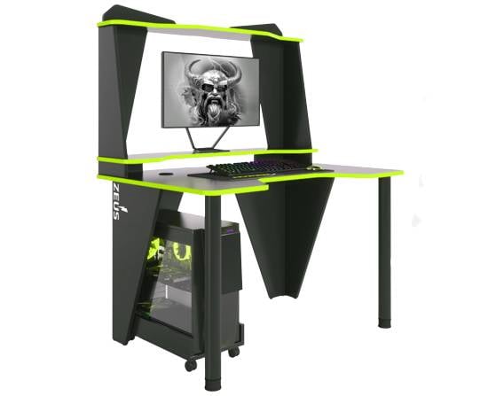 Компьютерный стол игровой Zeus IVAR-2 1200 мм Черный/Лайм (61e7b53fb6f1f019466e8e1a)