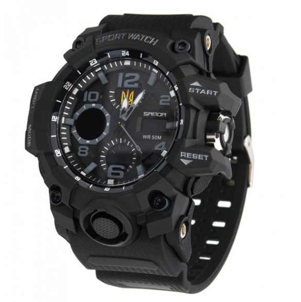Годинник чоловічий Sanda Peremoga з тризубом Чорний - фото 2 Годинник чоловічий Sanda Peremoga з тризубом Чорний - фото 2