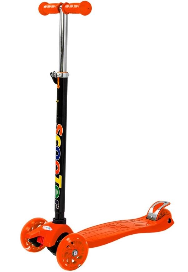 Самокат детский трехколесный Scooter Maxi 16 складной с подсветкой Оранжевый (2104619546)