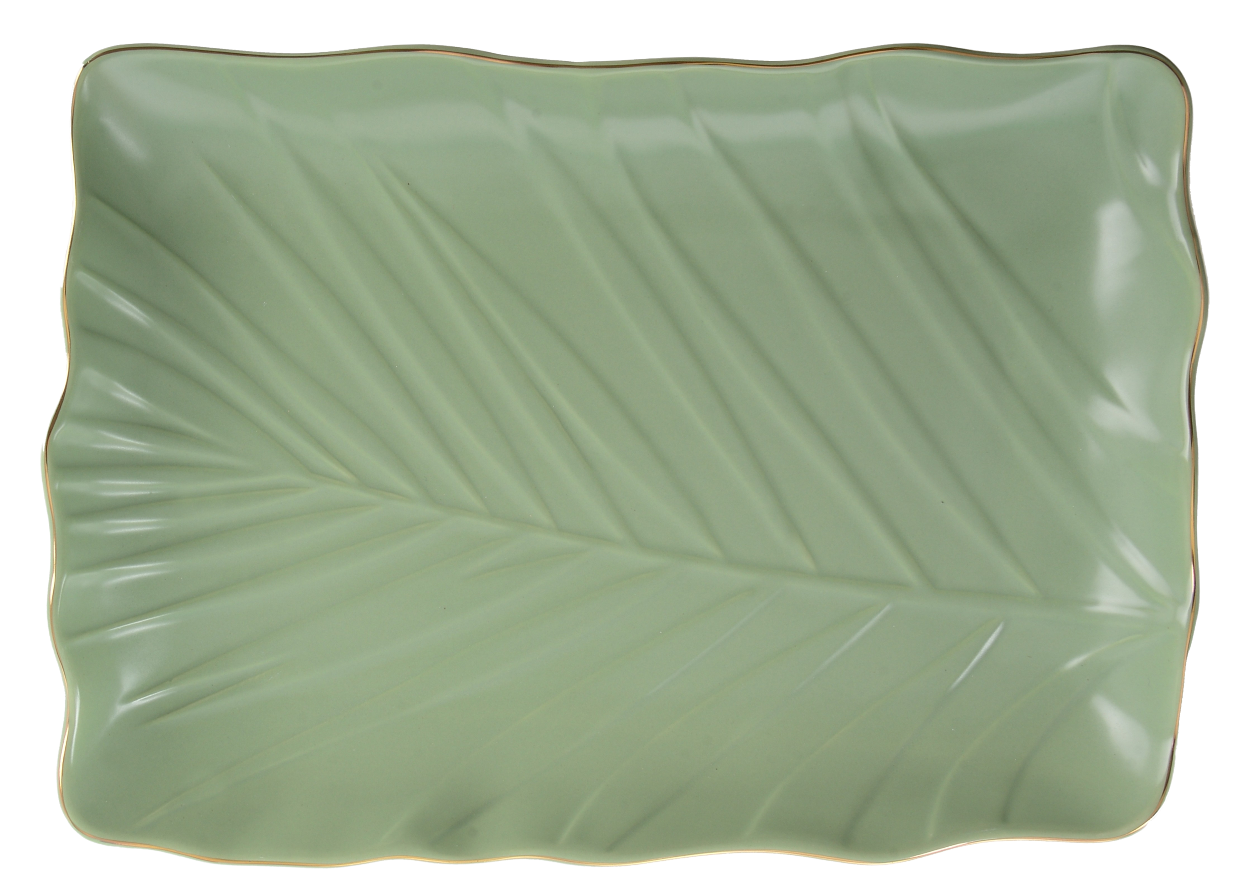 Блюдо фарфоровое Limited Edition Leaf Green Gold прямоугольное 24,5х17 см (B010791)