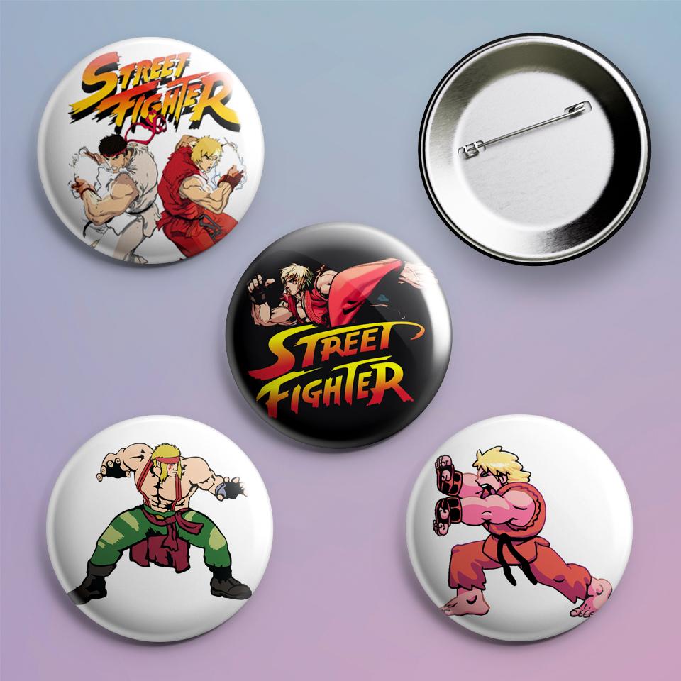 Значки на рюкзак с принтом игры Street Fighter V 4 шт.