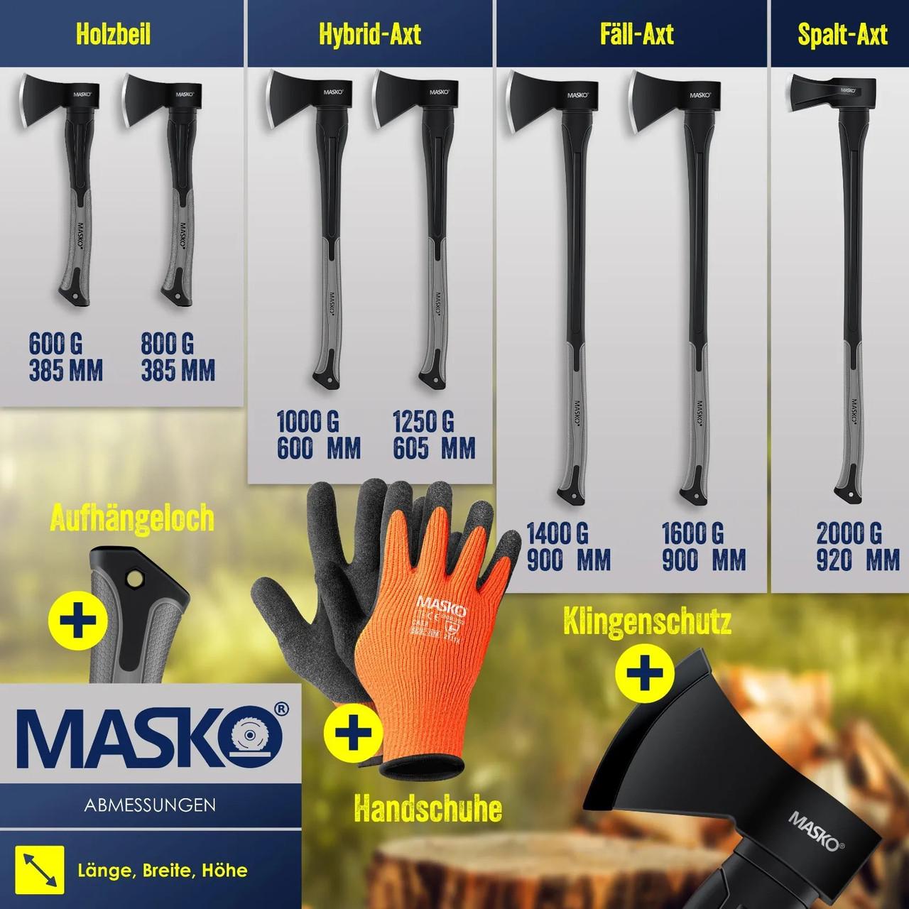 Топор универсальный MASKO с набором перчаток 1000 г Черный/Серый - фото 2 Топор универсальный MASKO с набором перчаток 1000 г Черный/Серый - фото 2