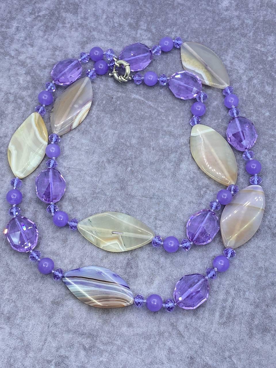 Бусы агат 95 см (593-2)