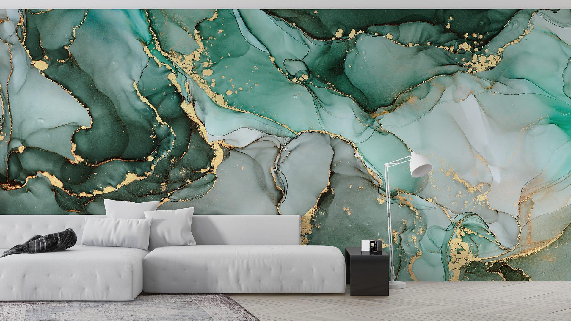 Фотообои флизелиновые Styleo Print-walls Флюид глубокие оттенки изумруда 0382 400х250 см (Pw-0382/4)