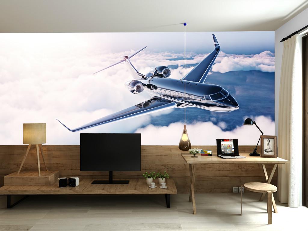 Фотообои флизелиновые для спальни/зала/кухни моющиеся Самолет в небе