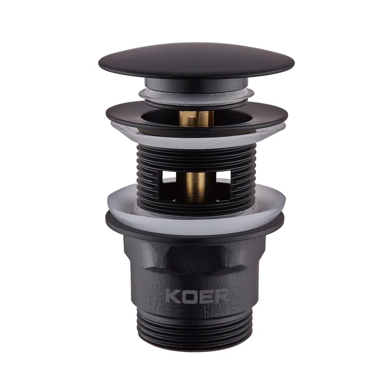 Клапан донний для раковини KOER PW-03-05 1 1/4" автоматичний Click-Clack Чорний (KR3396)