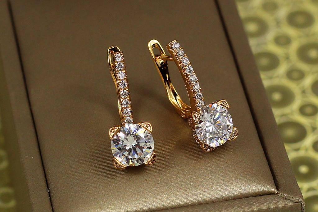 Серьги Xuping Jewelry Свет в окне с белым камнем 2,2 см Золотистый (2268236990)