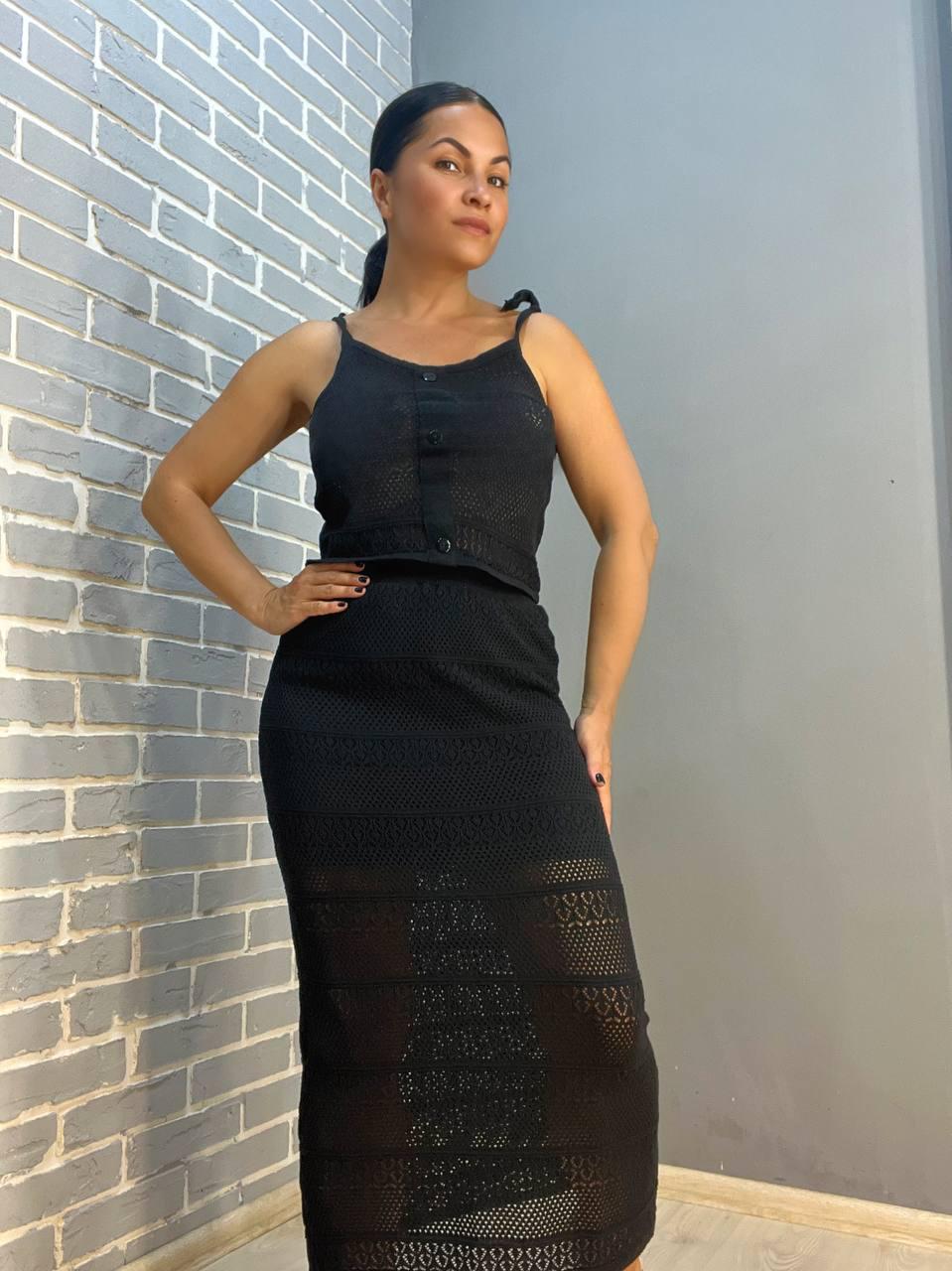 Костюм жіночий MINTAS 2456 спідниця довга з майкою OS Чорний (2444) - фото 3 Костюм жіночий MINTAS 2456 спідниця довга з майкою OS Чорний (2444) - фото 3