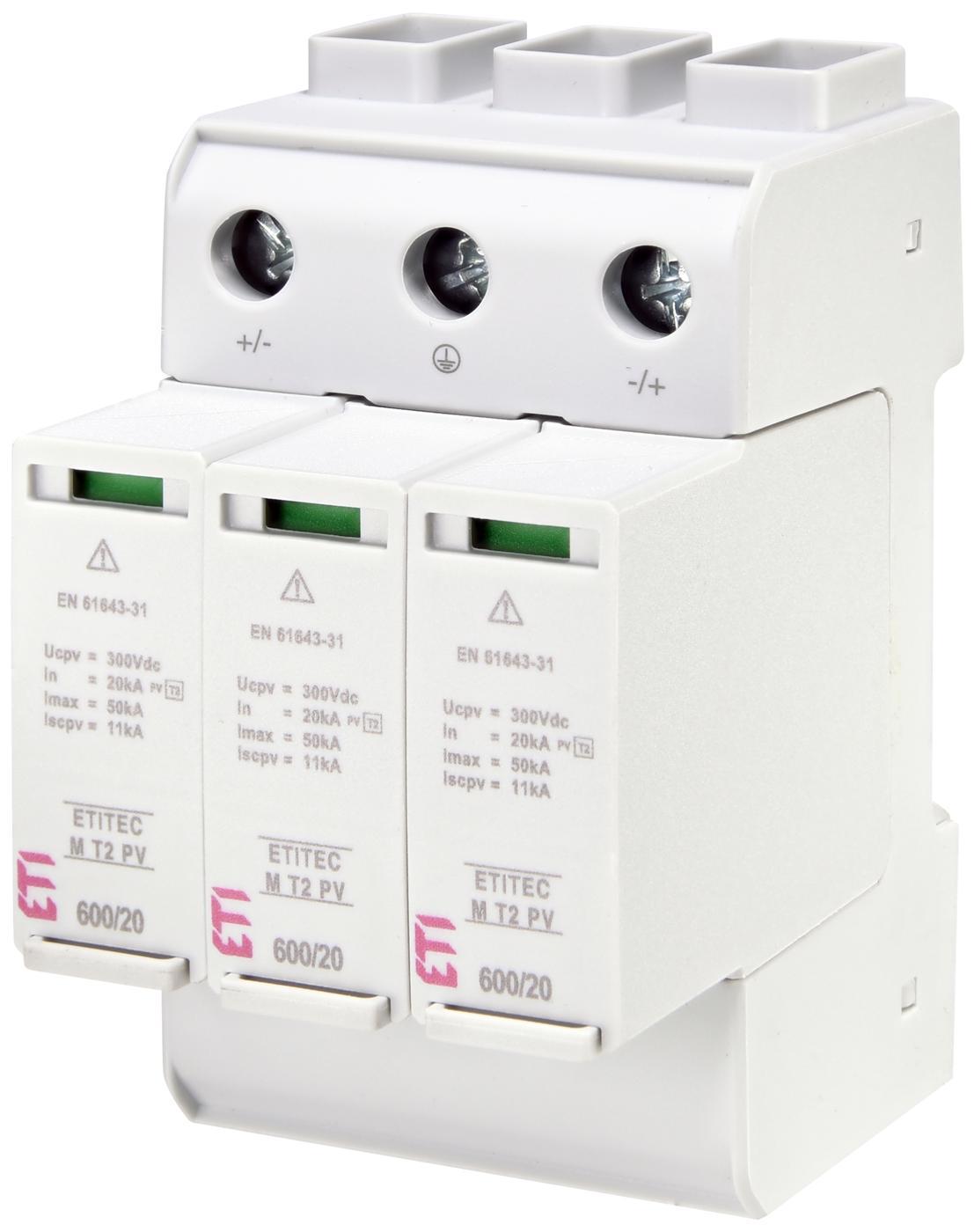 Ограничитель перенапряжения ETI ETITEC M T2 PV 600/20 Y для PV систем (2440735)