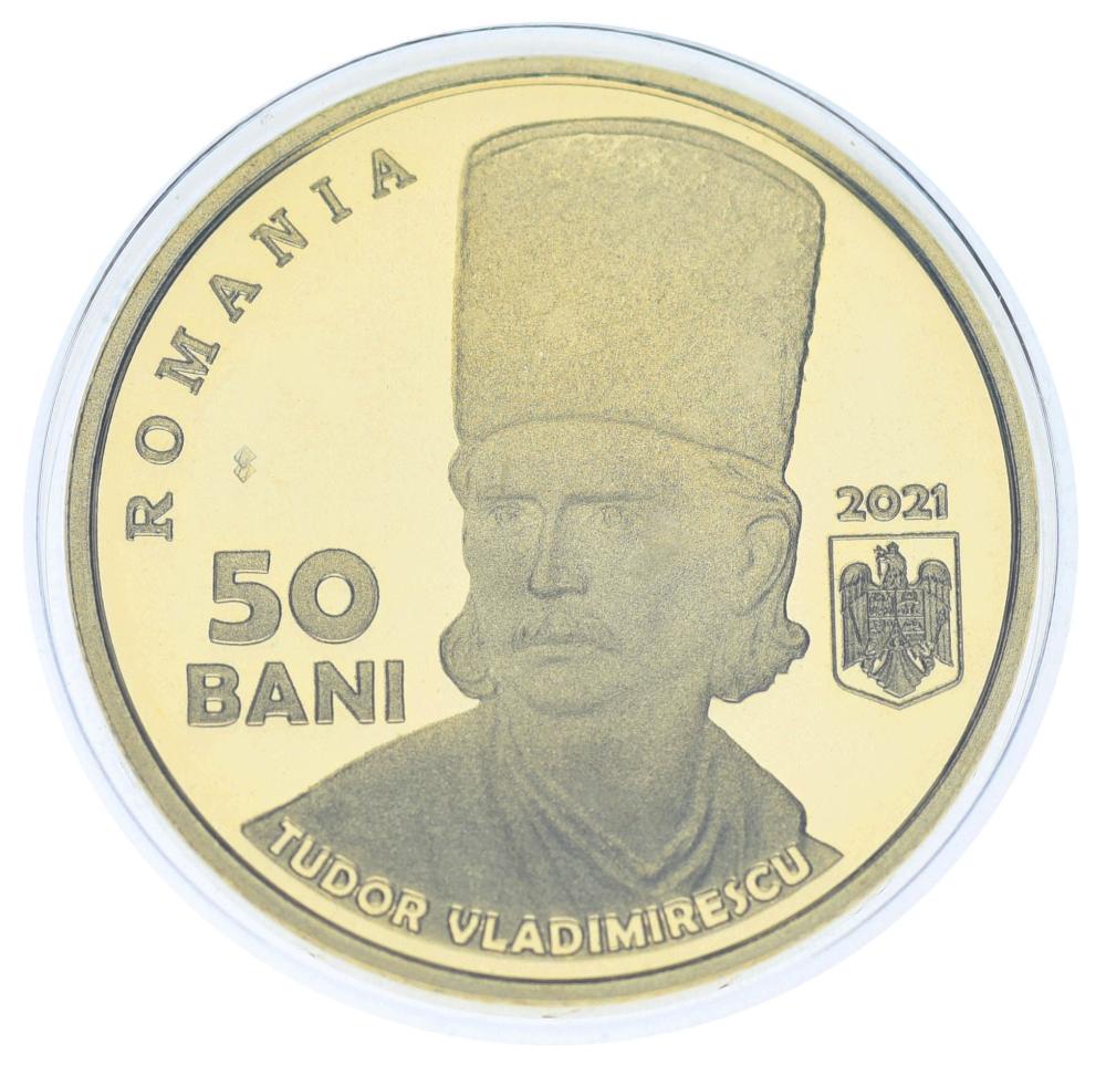 Коллекционная монета Румыния 50 баней 2021 Proof Тудор Владимиреску