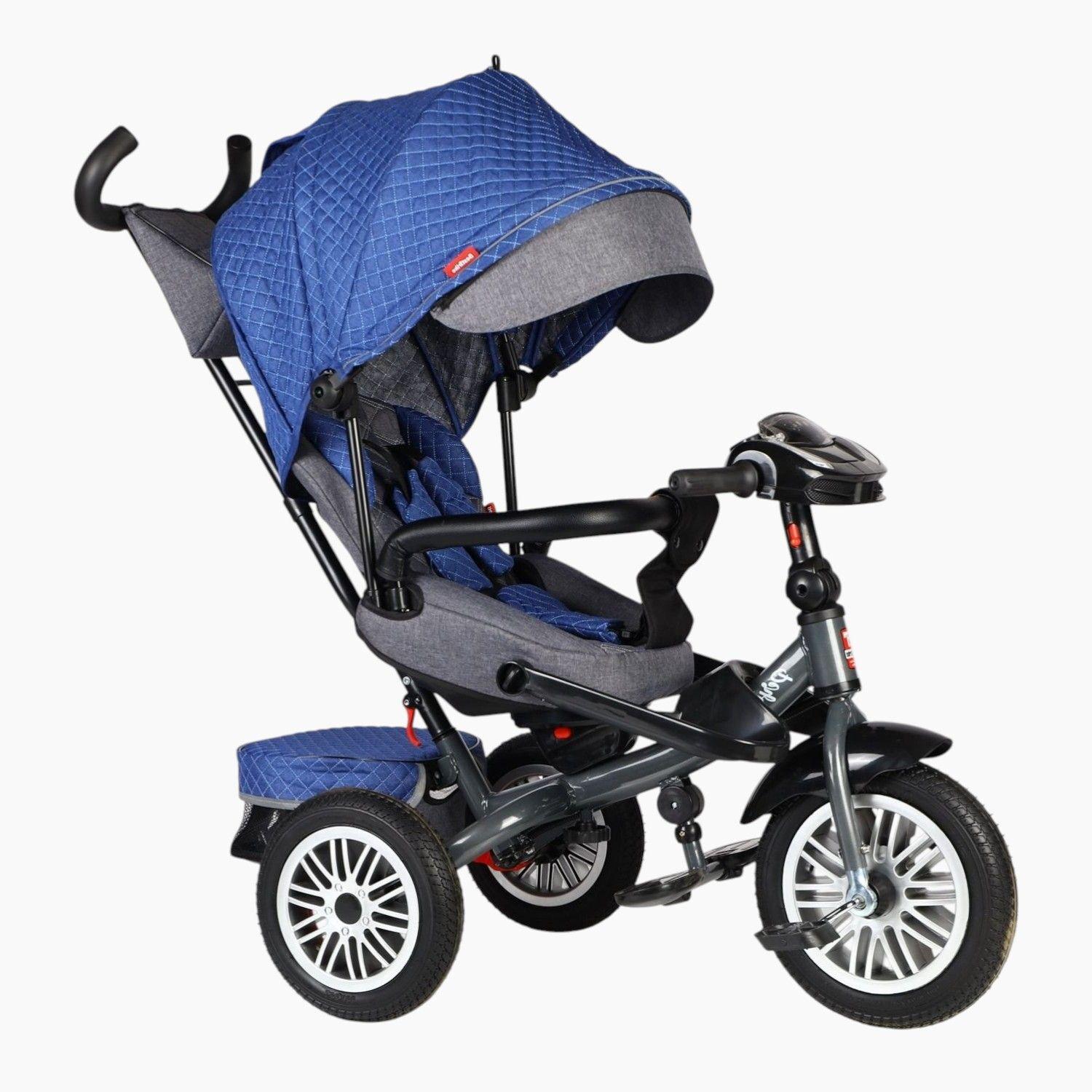 Велосипед детский трехколесный Best Trike Perfetto 8066 надувные колеса музыкальная панель с USB и родительской ручкой Голубой (608-70)